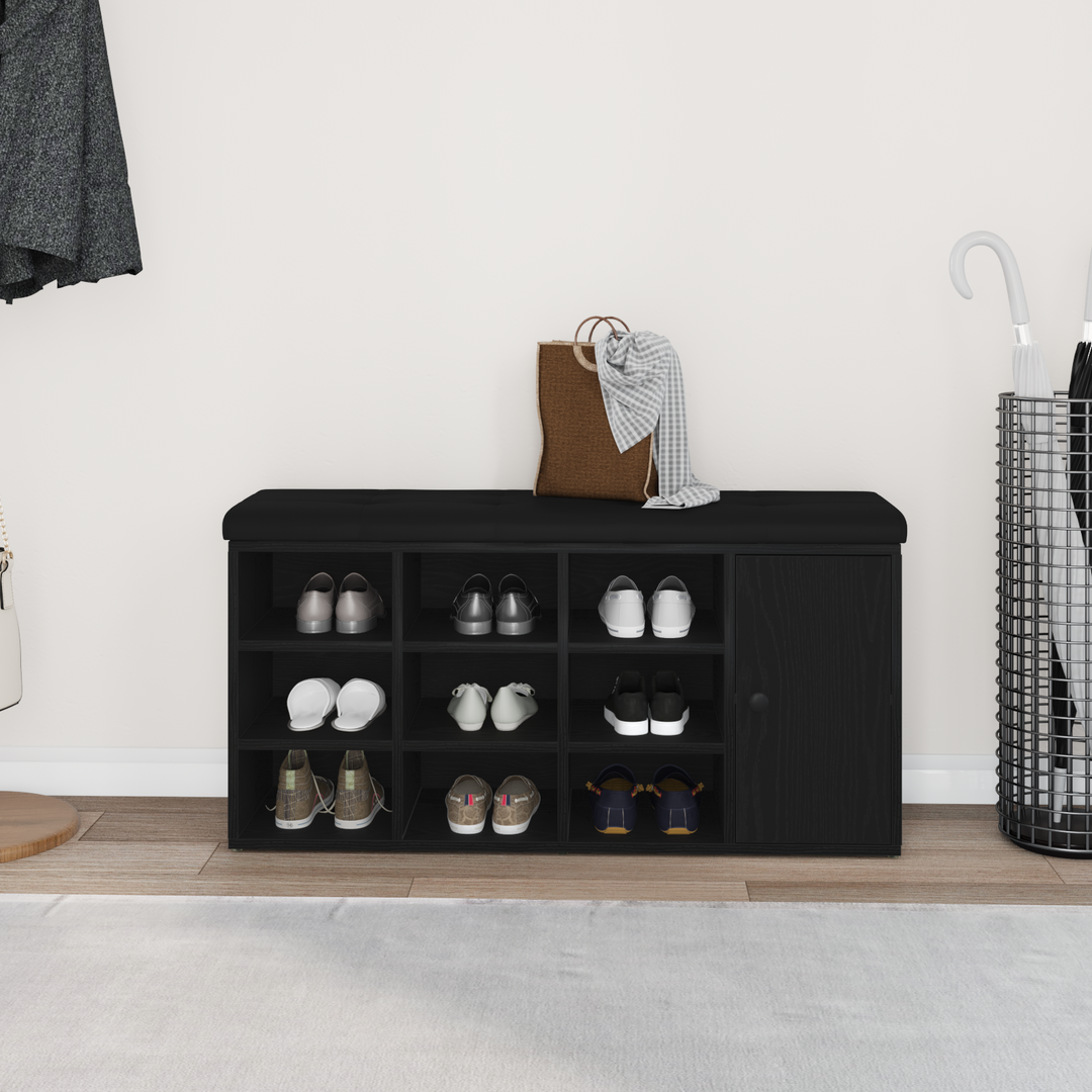 Opbevaringsbænk Sort eg 102 x 32 x 50 cm Konstrueret træ