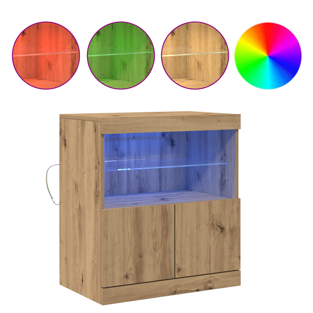 LED Sideboard Brun 60,5 x 37 x 67 cm Konstrueret træ