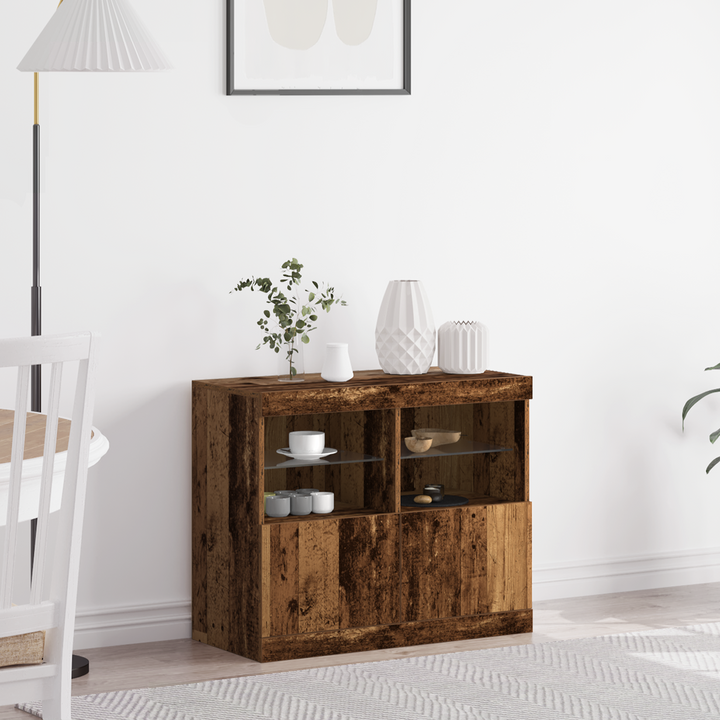 LED Sideboard Brun 81 x 37 x 66,5 cm Konstrueret træ