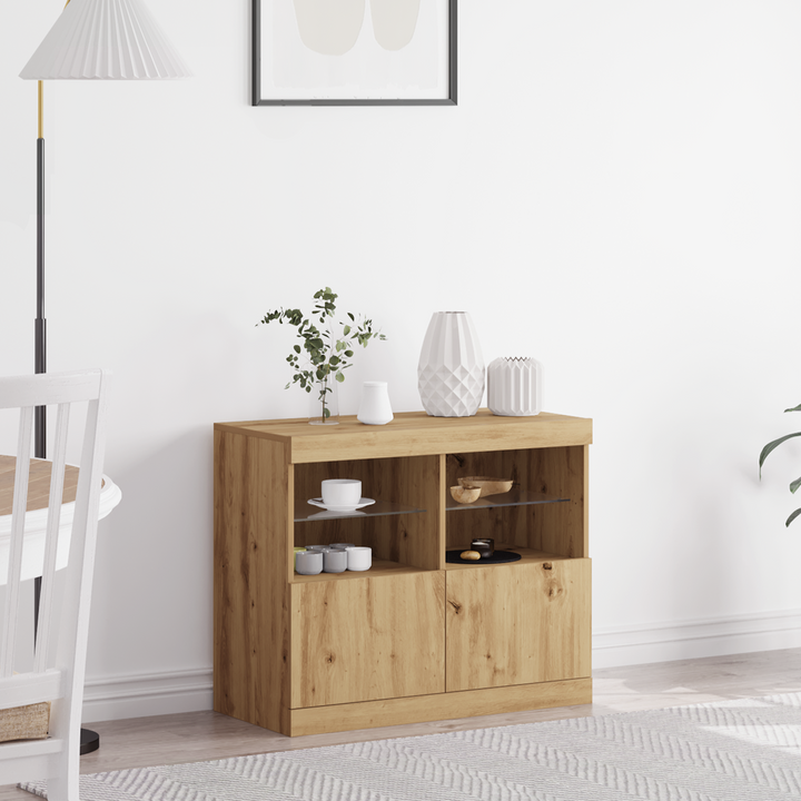 LED Sideboard Brun 81 x 37 x 66,5 cm Konstrueret træ