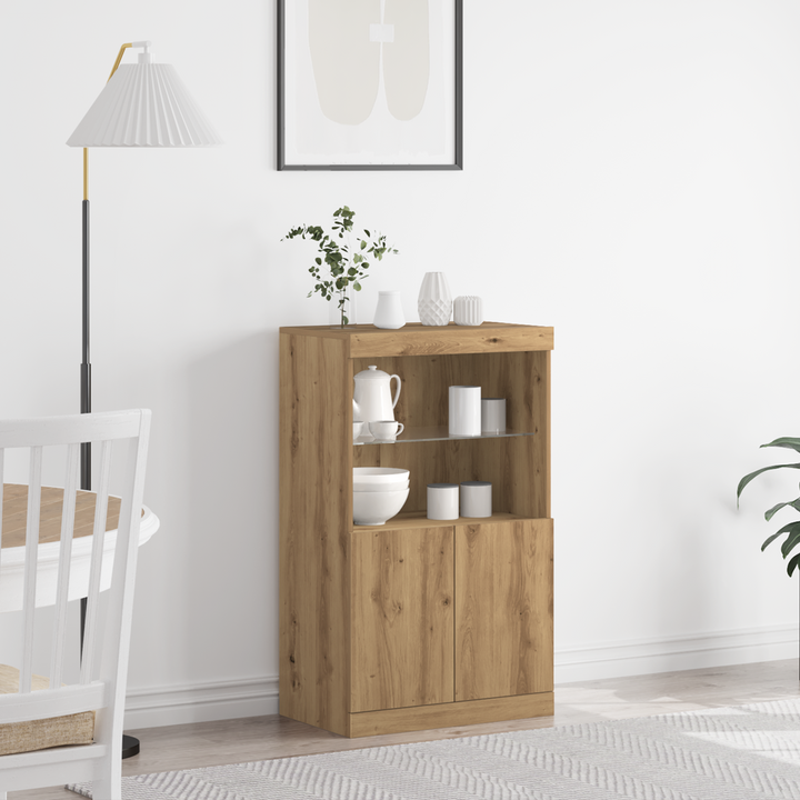 LED Sideboard Brun 60 x 37 x 100 cm Konstrueret træ