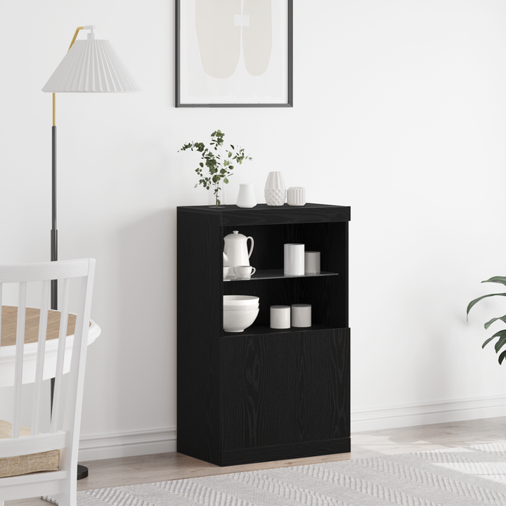 LED Sideboard Sort 60 x 37 x 100 cm Konstrueret træ