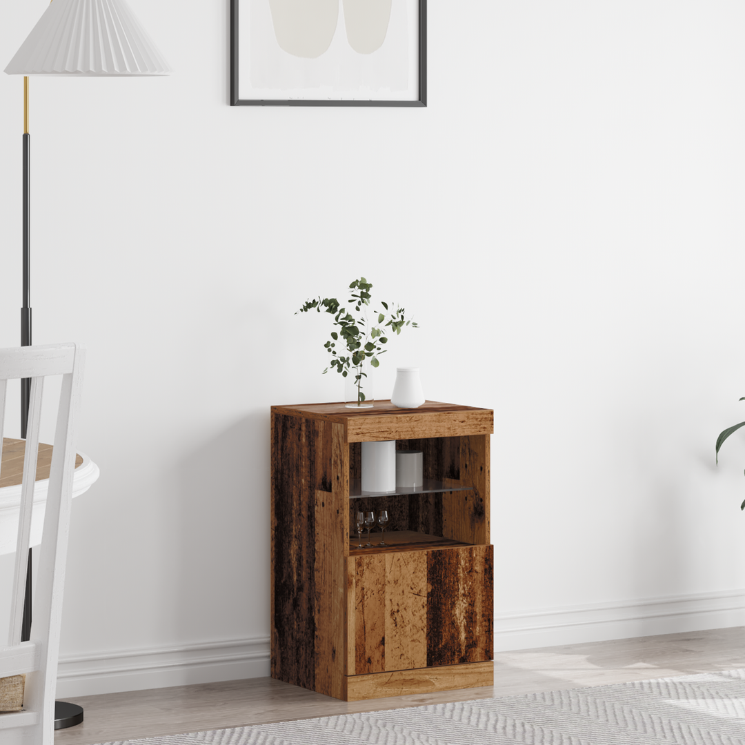 LED Sideboard Gammelt træ 41 x 37 x 67 cm Konstrueret træ