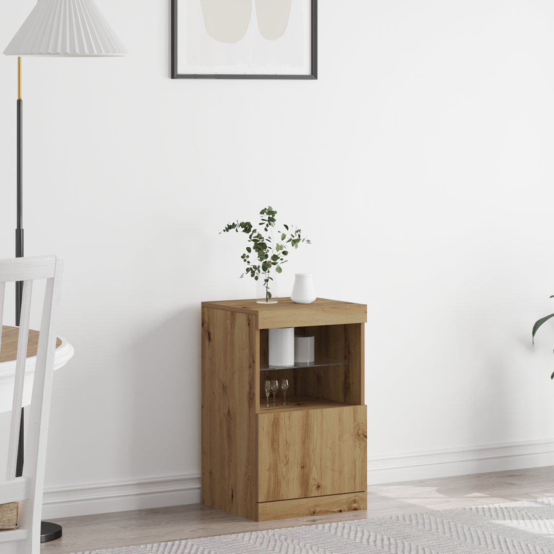 LED Sideboard Artisan Egetræ 41 x 37 x 67 cm Konstrueret træ