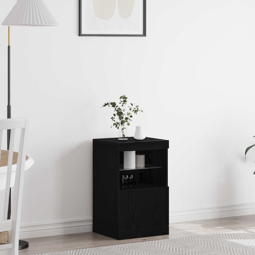 LED Sideboard Sort eg 41 x 37 x 67 cm Konstrueret træ