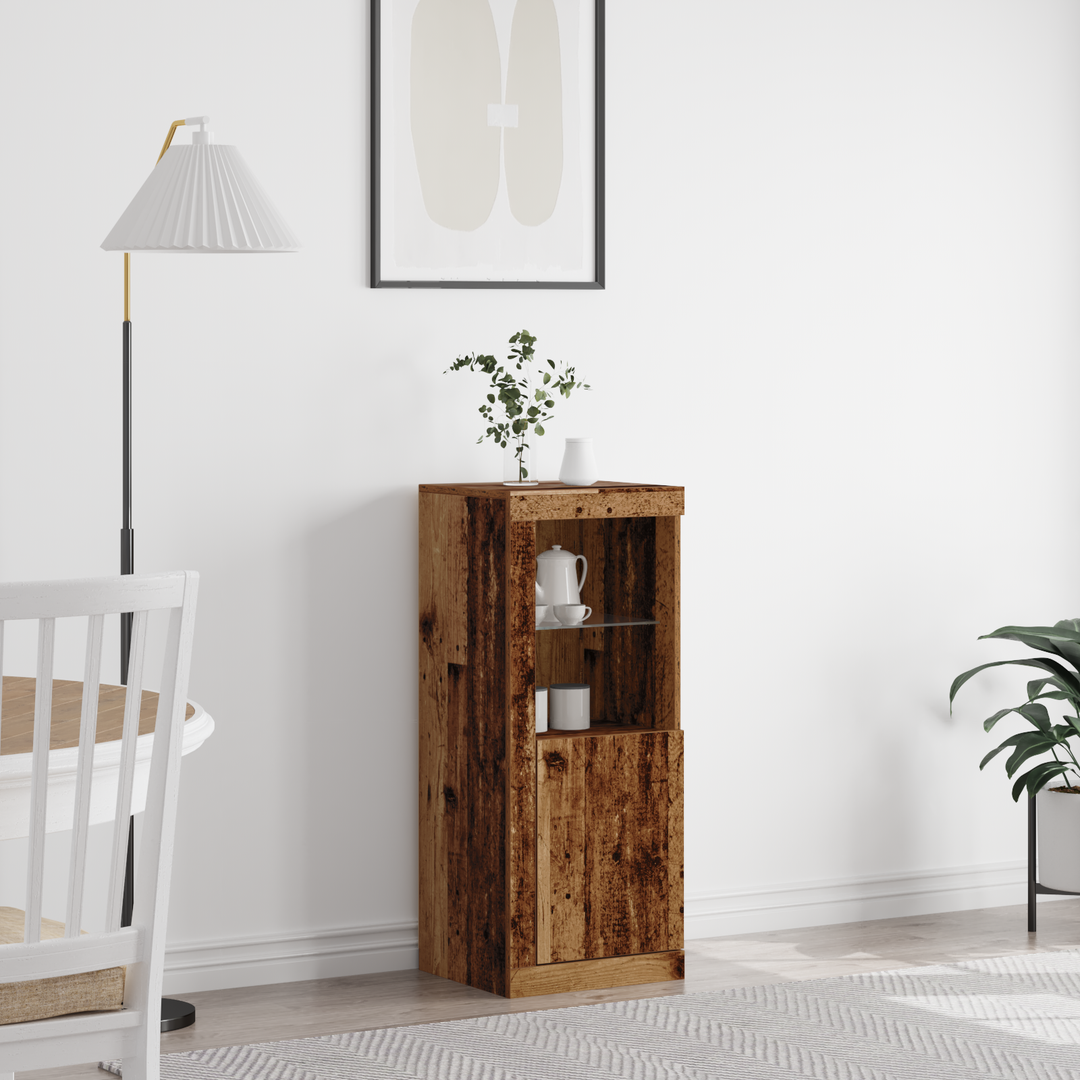 LED Sideboard Gammelt træ 41 x 37 x 100 cm Konstrueret træ