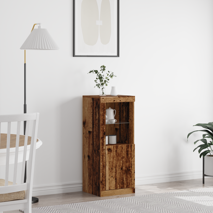 LED Sideboard Gammelt træ 41 x 37 x 100 cm Konstrueret træ