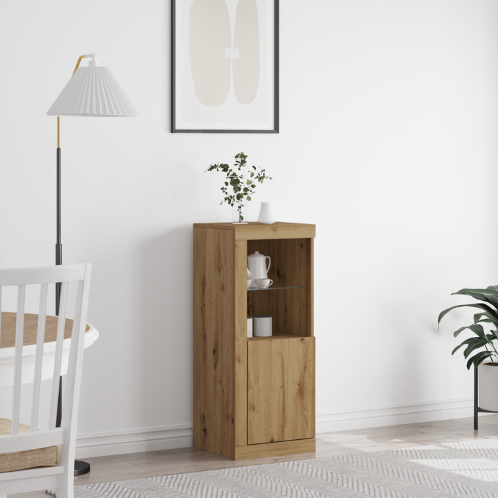 LED Sideboard Artisan Egetræ 41 x 37 x 100 cm Konstrueret træ