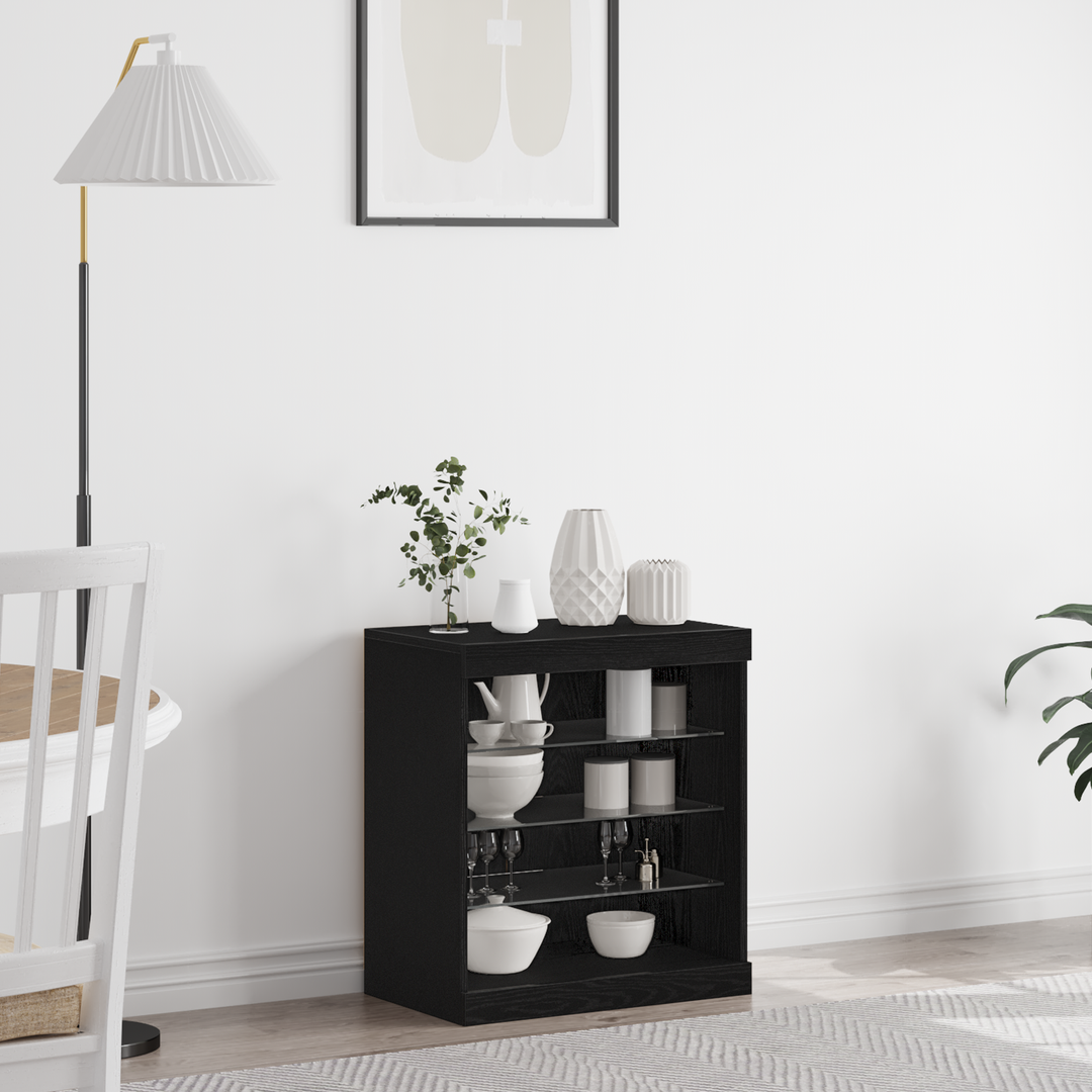 LED Sideboard Sort eg 60,5 x 37 x 67 cm Konstrueret træ