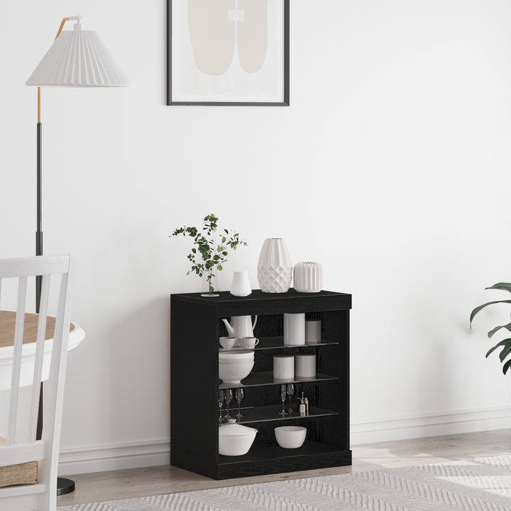 LED Sideboard Sort eg 60,5 x 37 x 67 cm Konstrueret træ