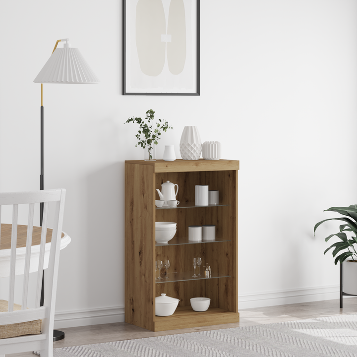 LED Sideboard Artisan Egetræ 60,5 x 37 x 100 cm Konstrueret træ