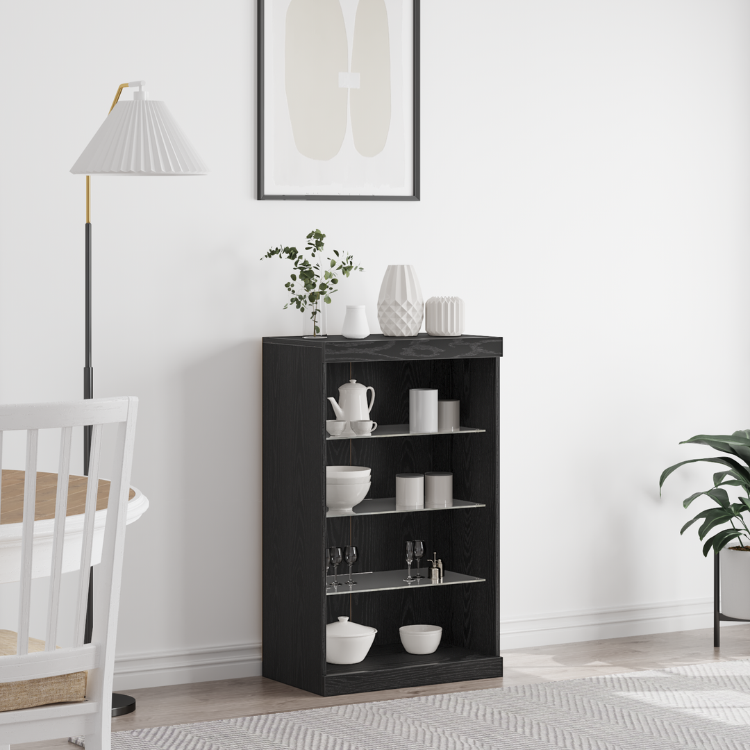 LED Sideboard Sort eg 60,5 x 37 x 100 cm Konstrueret træ
