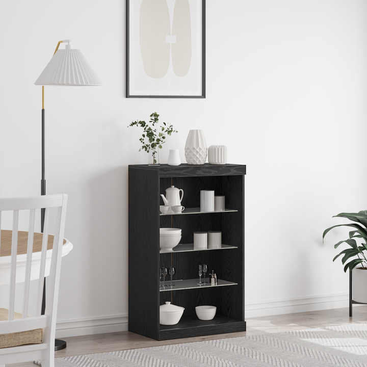 LED Sideboard Sort eg 60,5 x 37 x 100 cm Konstrueret træ