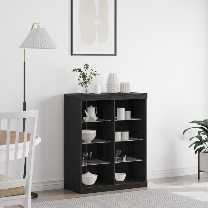 LED Sideboard Sort eg 81 x 37 x 100 cm Konstrueret træ