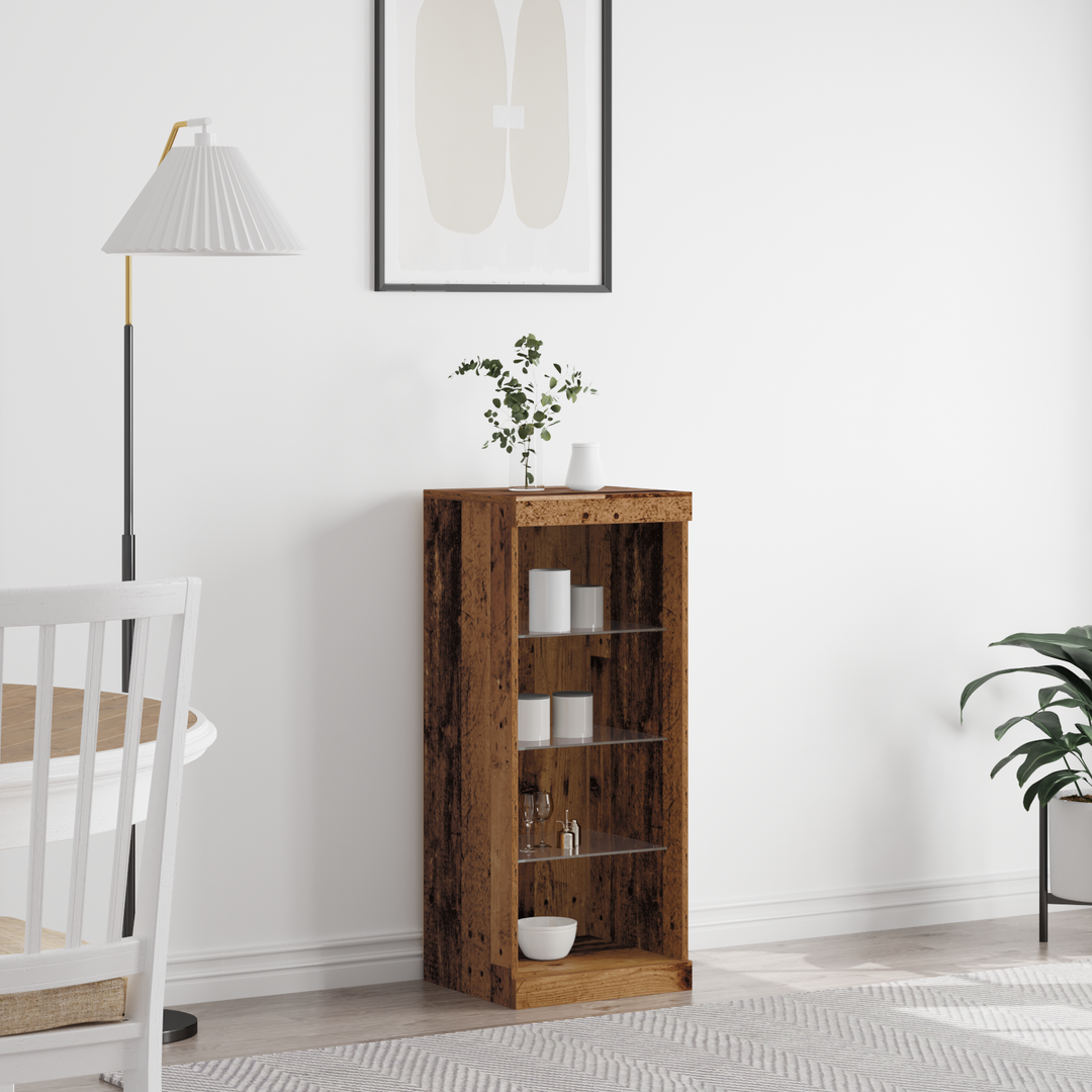 LED Sideboard Gammelt træ 41 x 37 x 100 cm Konstrueret træ