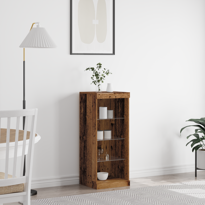LED Sideboard Gammelt træ 41 x 37 x 100 cm Konstrueret træ