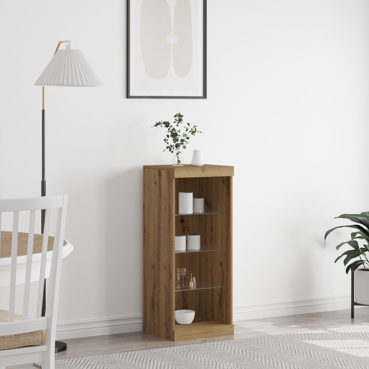 LED Sideboard Artisan Egetræ 41 x 37 x 100 cm Konstrueret træ