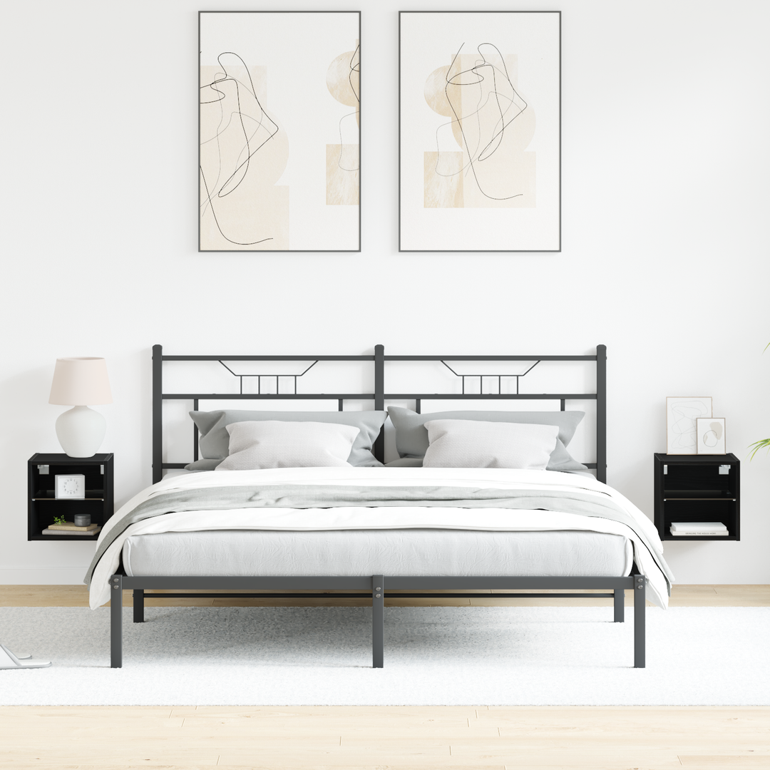 LED Væghylde Bedside Cabinet 2 pcs Sort 30 x 28,5 x 30 cm