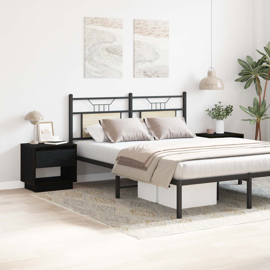 Natbord 2 pcs Sort eg 45 x 34 x 44 cm Konstrueret træ