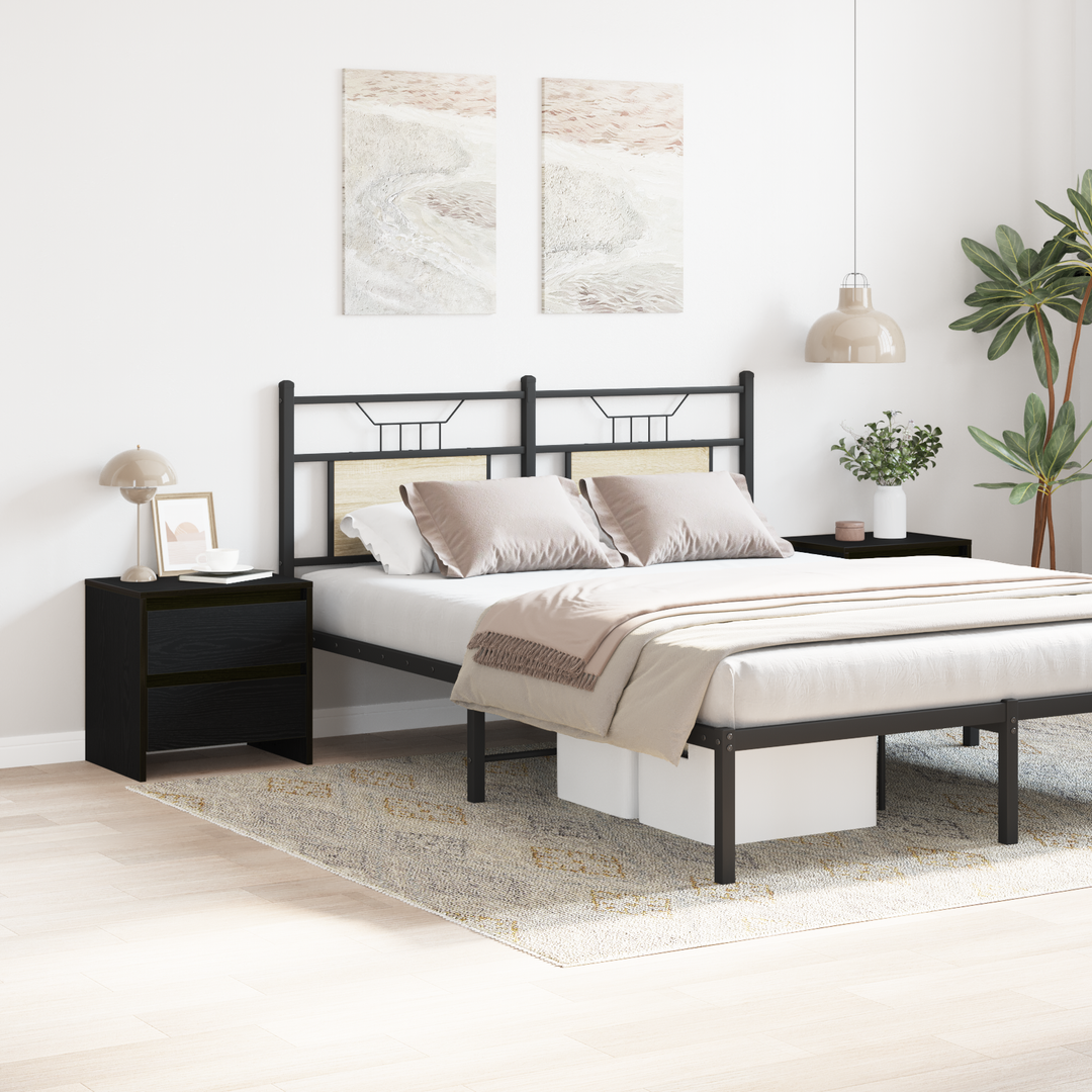 Natskab 2 pcs Sort eg 45 x 34 x 44,5 cm Konstrueret træ