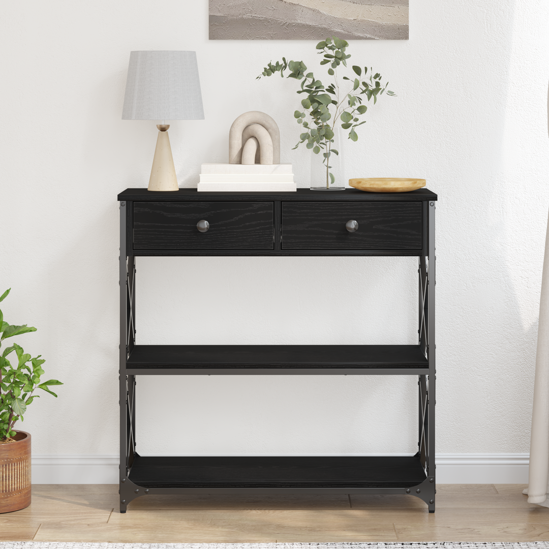 Konsol Bord Sort eg 75 x 28 x 75 cm Laminat træ og metal