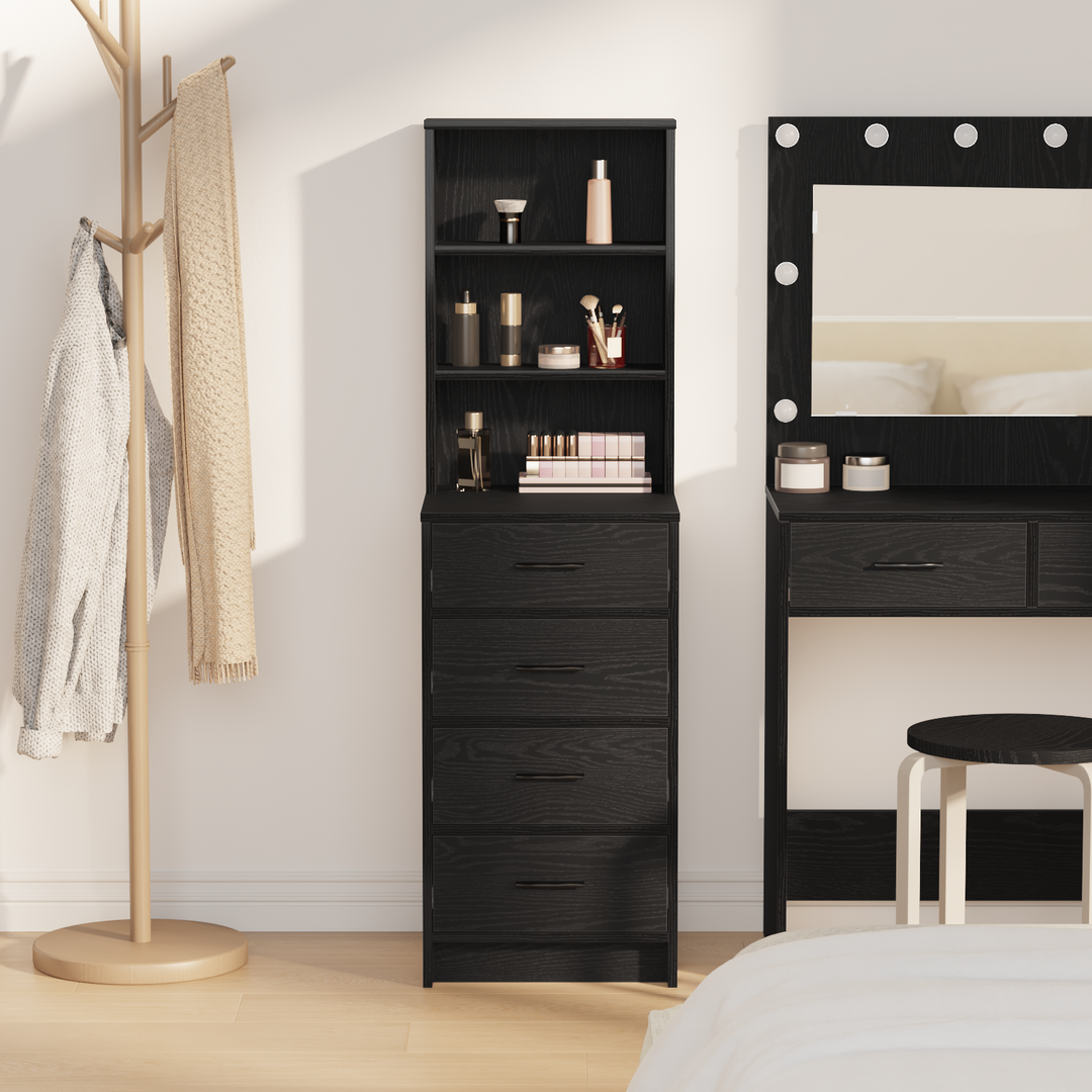 Highboard med skuffe Sort eg 40 x 41 x 135 cm Konstrueret træ