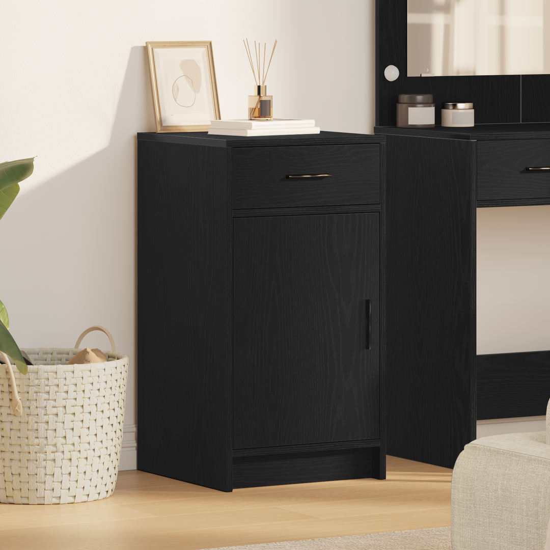 Sideboard med skuffe Sort eg 40 x 40.5 x 75 cm Konstrueret træ