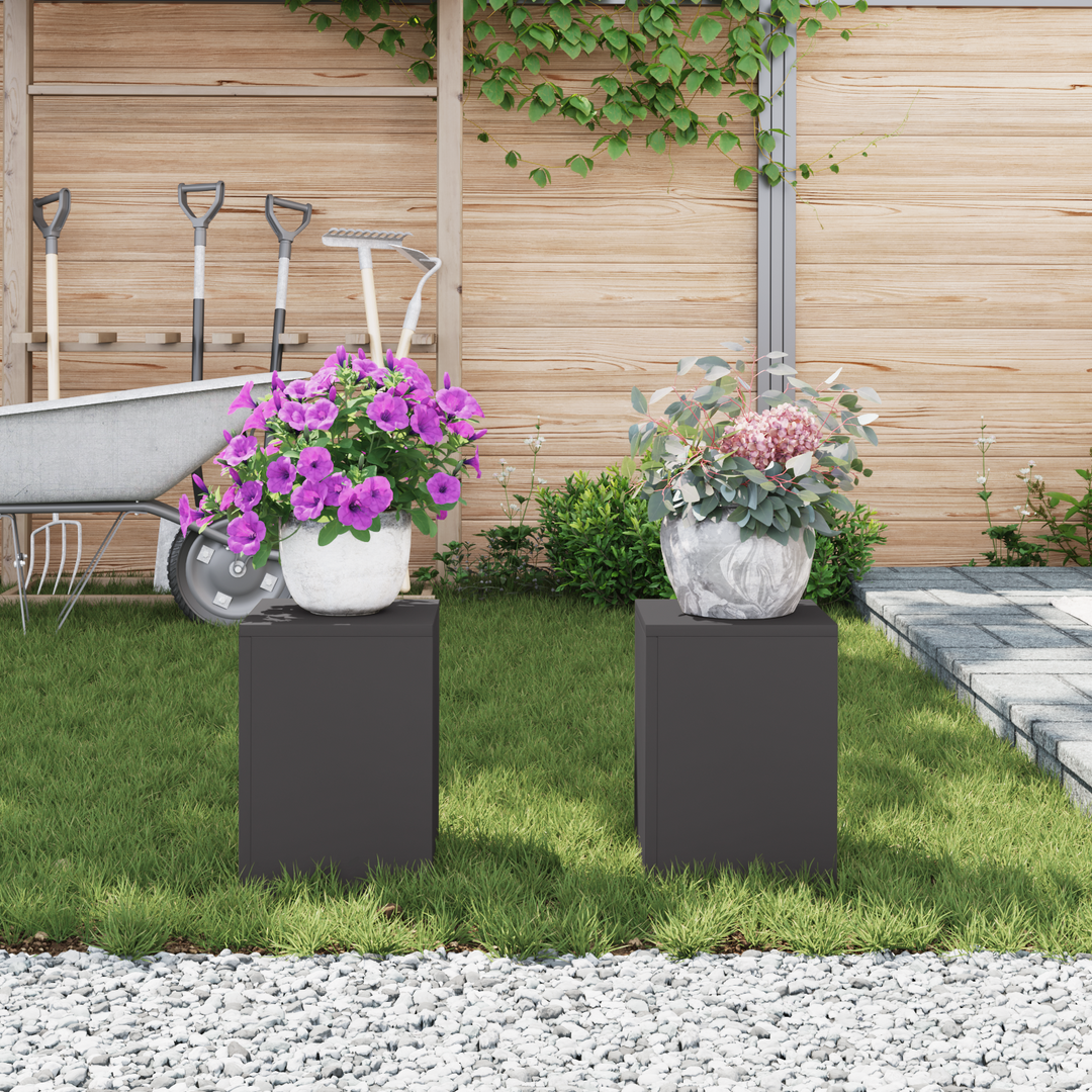 Planteholder 2 pcs Sort 24 x 24 x 35 cm Stål