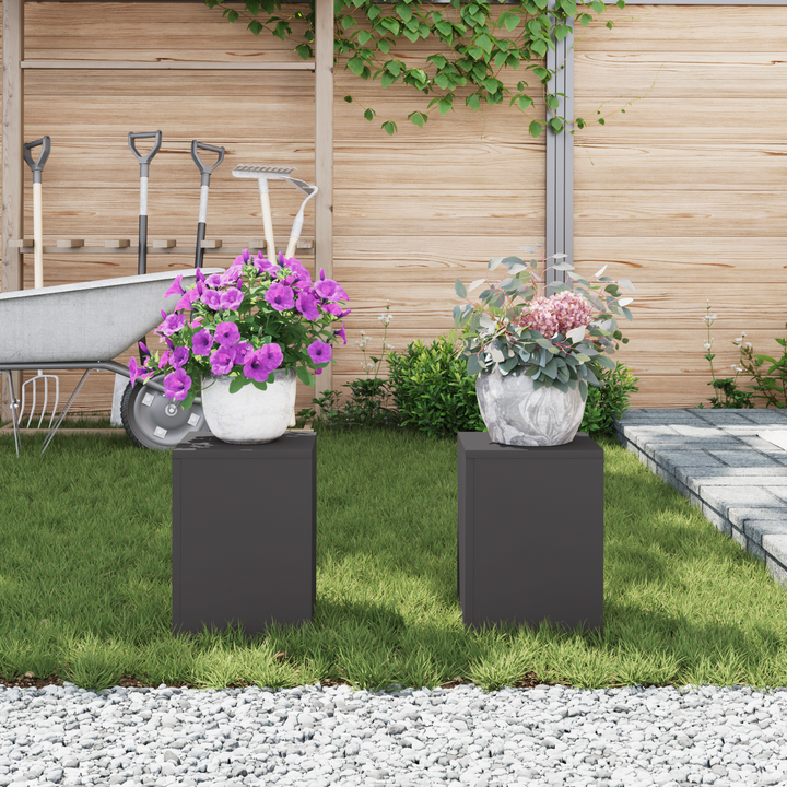 Planteholder 2 pcs Sort 24 x 24 x 35 cm Stål