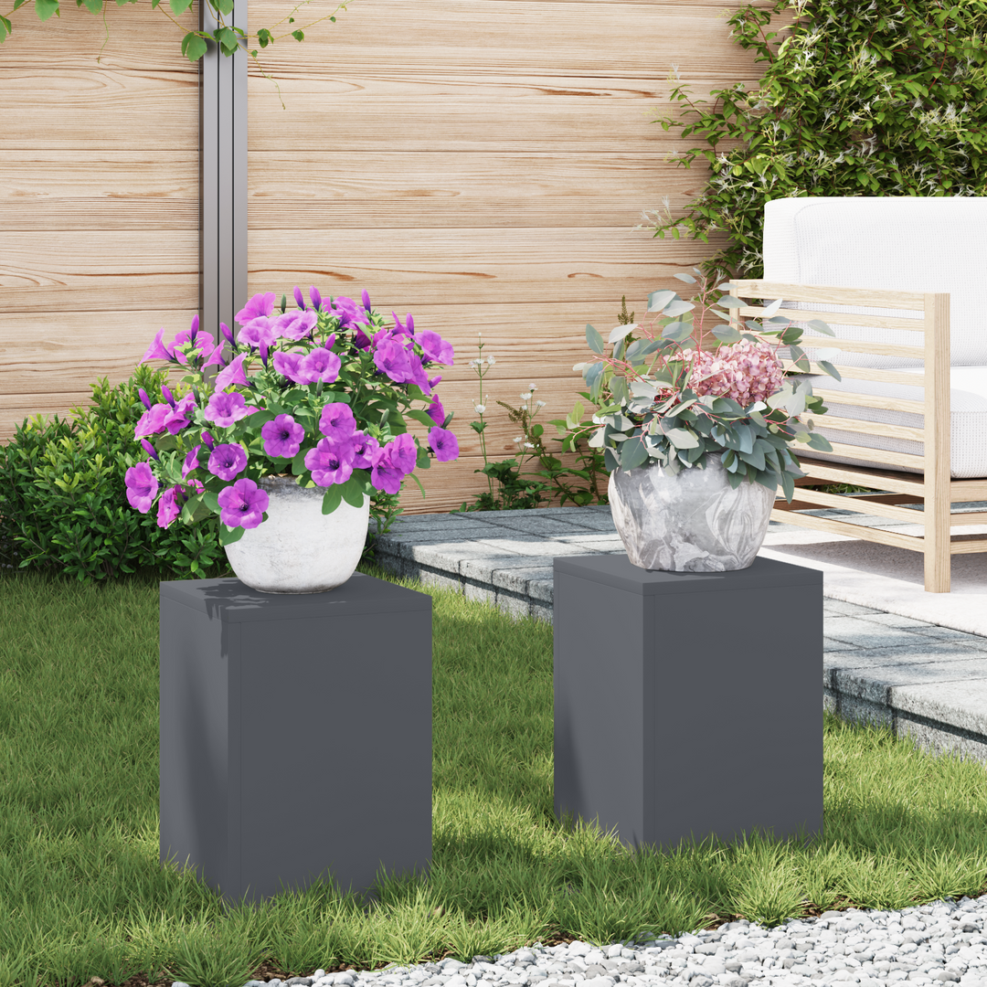 Planteholder 2 pcs Antracit 24 x 24 x 35 cm Stål