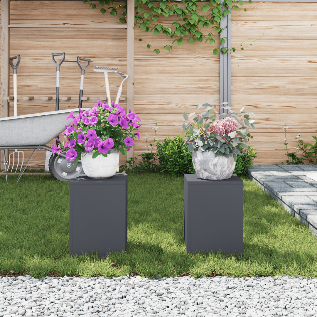 Planteholder 2 pcs Antracit 24 x 24 x 35 cm Stål