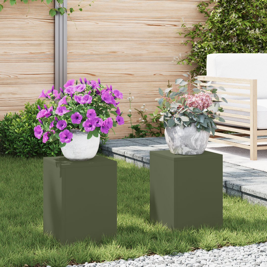 Planteholder 2 pcs Olivengrøn 24 x 24 x 35 cm Stål