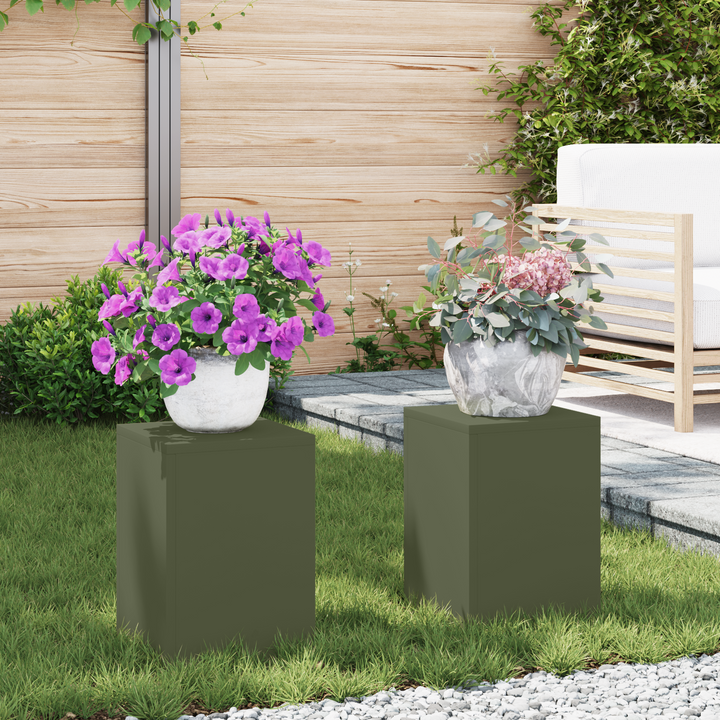 Planteholder 2 pcs Olivengrøn 24 x 24 x 35 cm Stål