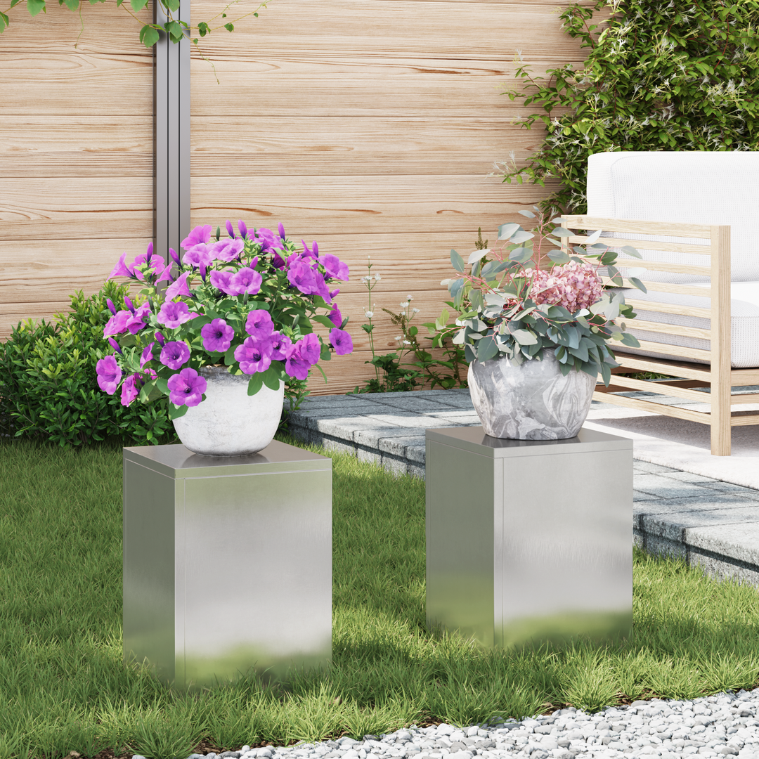 Planteholder 2 pcs Sølv 24 x 24 x 35 cm Rustfrit stål