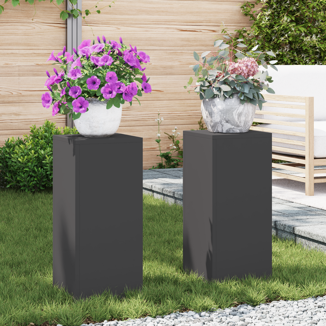 Planteholder 2 pcs Sort 24 x 24 x 55 cm Stål