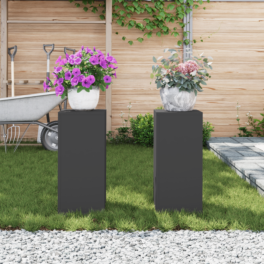 Planteholder 2 pcs Sort 24 x 24 x 55 cm Stål