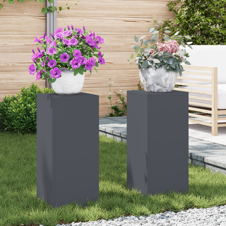 Planteholder 2 pcs Antracit 24 x 24 x 55 cm Stål