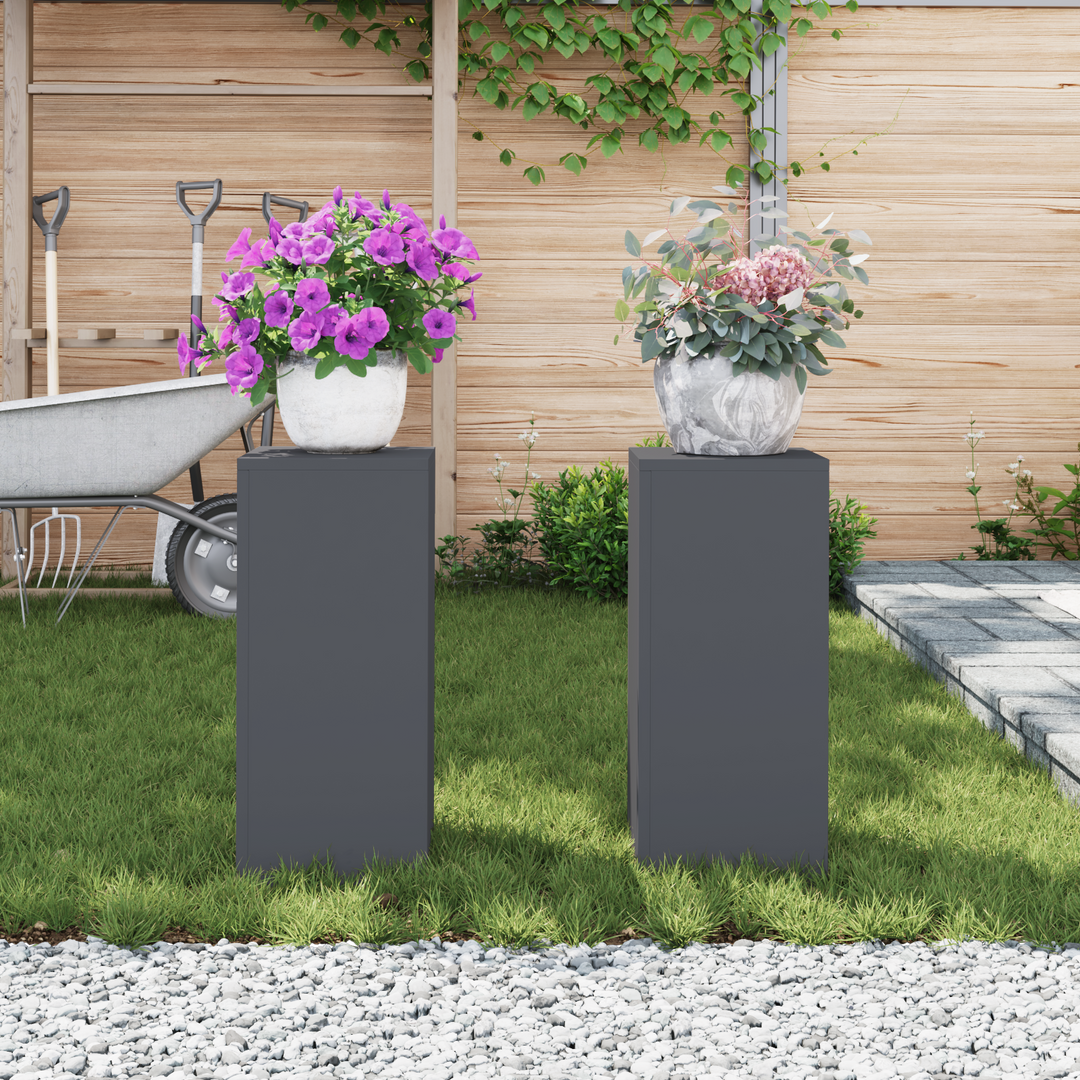 Planteholder 2 pcs Antracit 24 x 24 x 55 cm Stål
