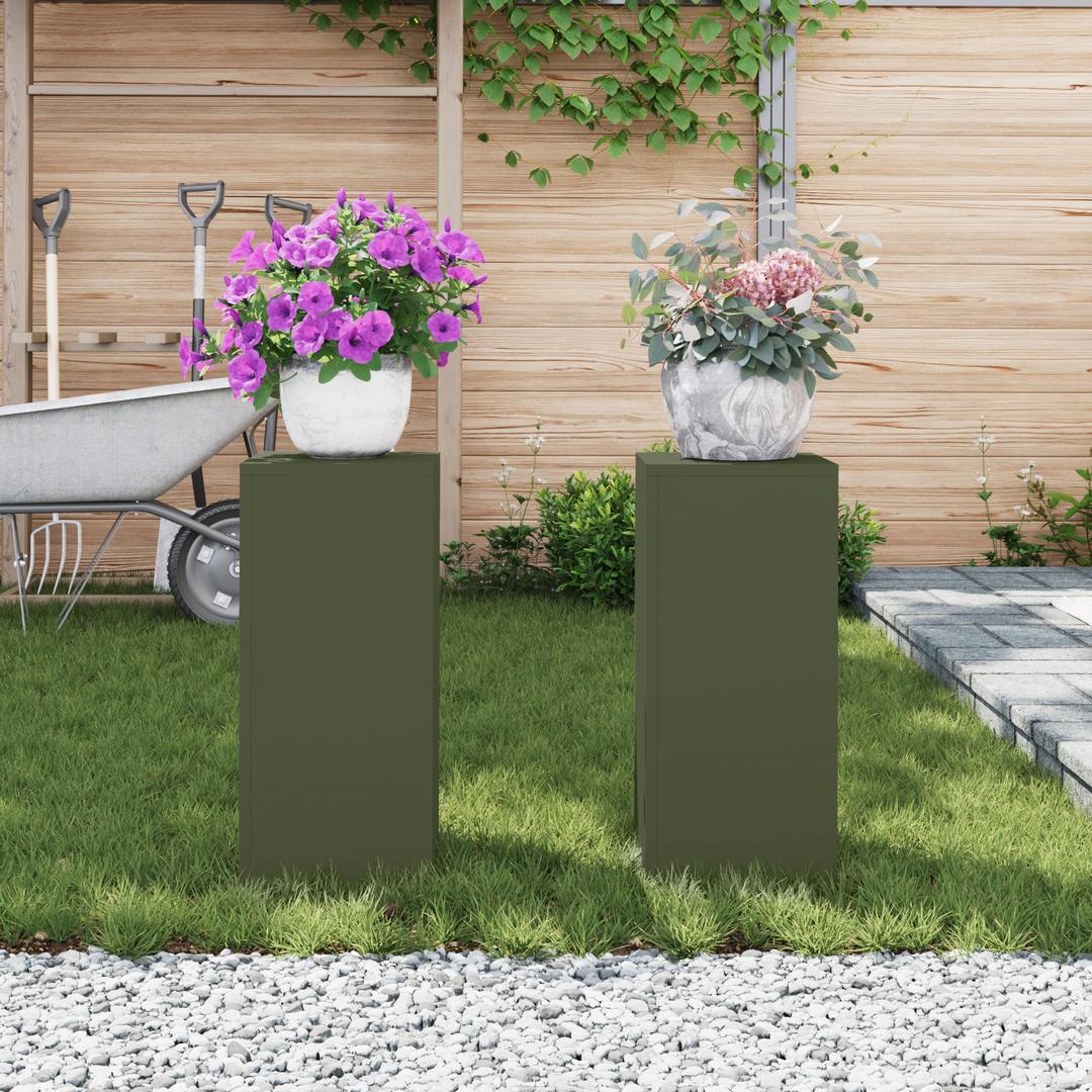 Planteholder 2 pcs Olivengrøn 24 x 24 x 55 cm Stål