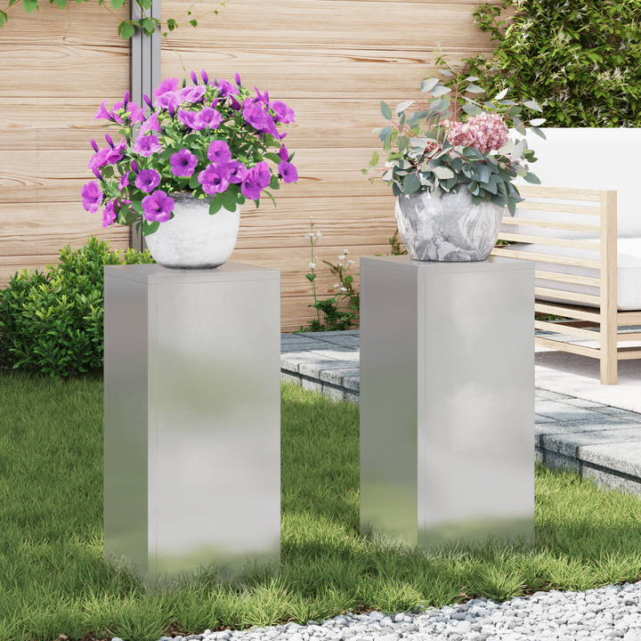 Planteholder 2 pcs Sølv 24 x 24 x 55 cm Rustfrit stål