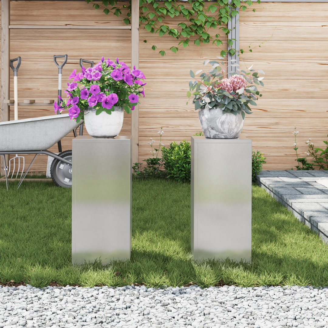 Planteholder 2 pcs Sølv 24 x 24 x 55 cm Rustfrit stål
