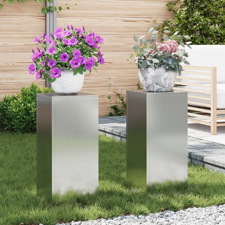 Planteholder 2 pcs Sølv 24 x 24 x 55 cm Galvaniseret stål
