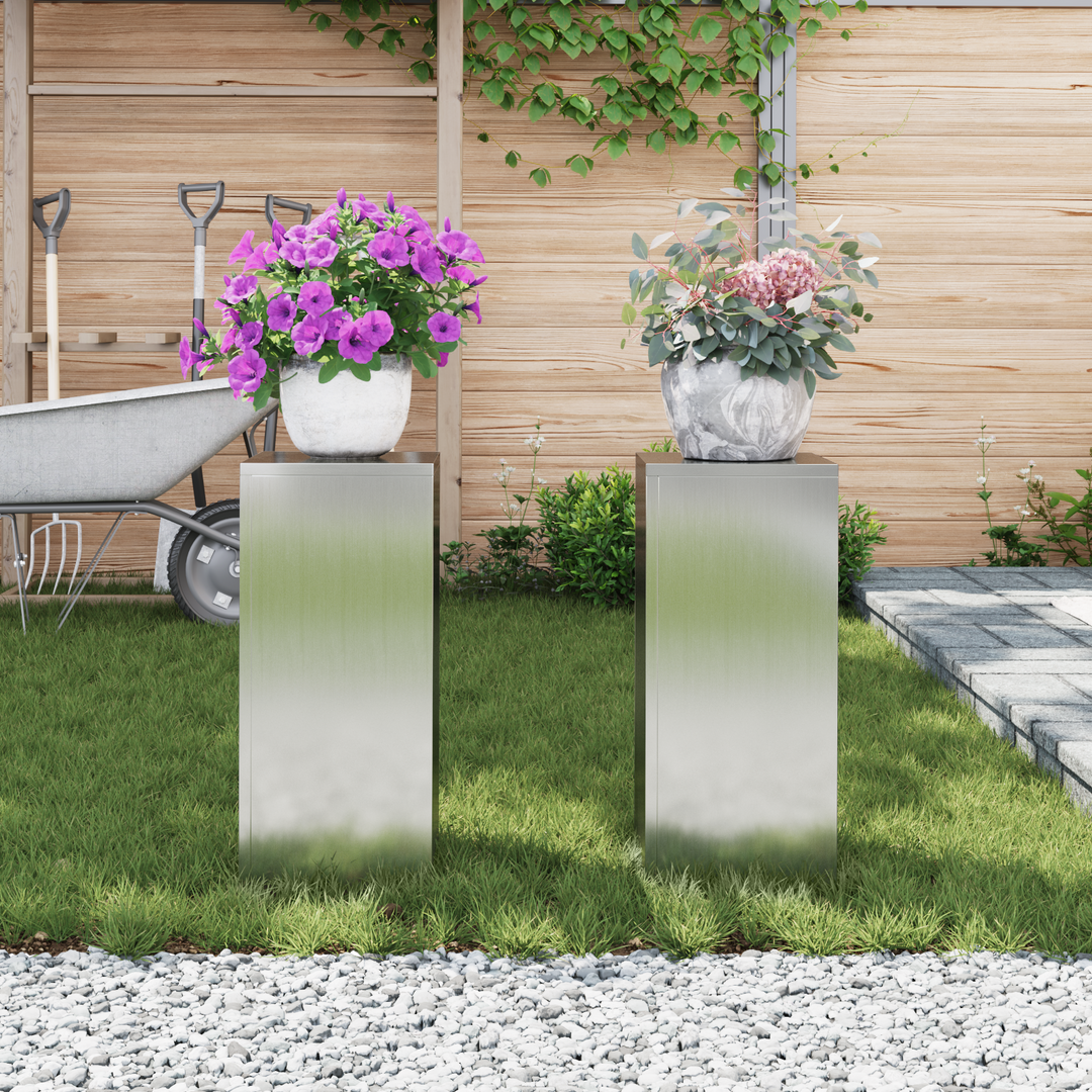 Planteholder 2 pcs Sølv 24 x 24 x 55 cm Galvaniseret stål