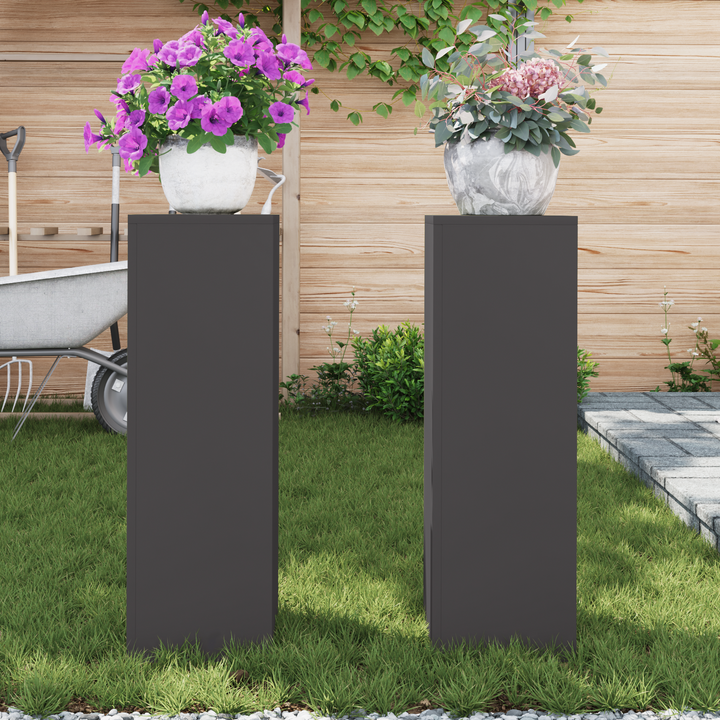 Planteholder 2 pcs Sort 24 x 24 x 75 cm Stål