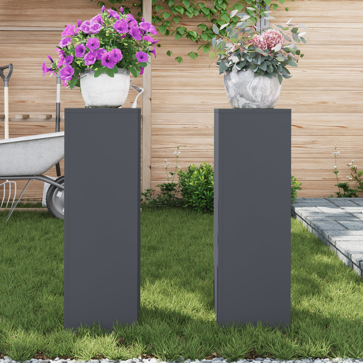 Planteholder 2 pcs Antracit 24 x 24 x 75 cm Stål