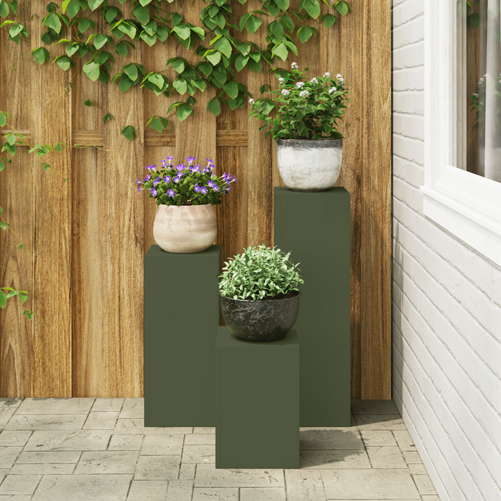 Planteholder 3 pcs Olivengrøn Stål