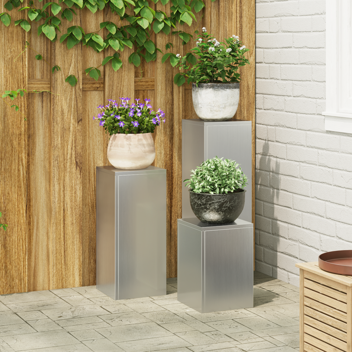 Planteholder 3 pcs Sølv Galvaniseret stål