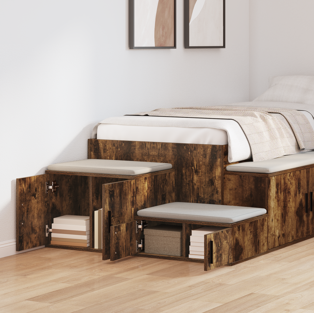 Opbevaringsskab 2 pcs Røget eg 127 x 41 x 40 cm Konstrueret træ