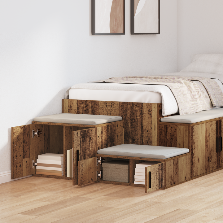 Opbevaringsskab 2 pcs Gammelt træ 127 x 41 x 40 cm
