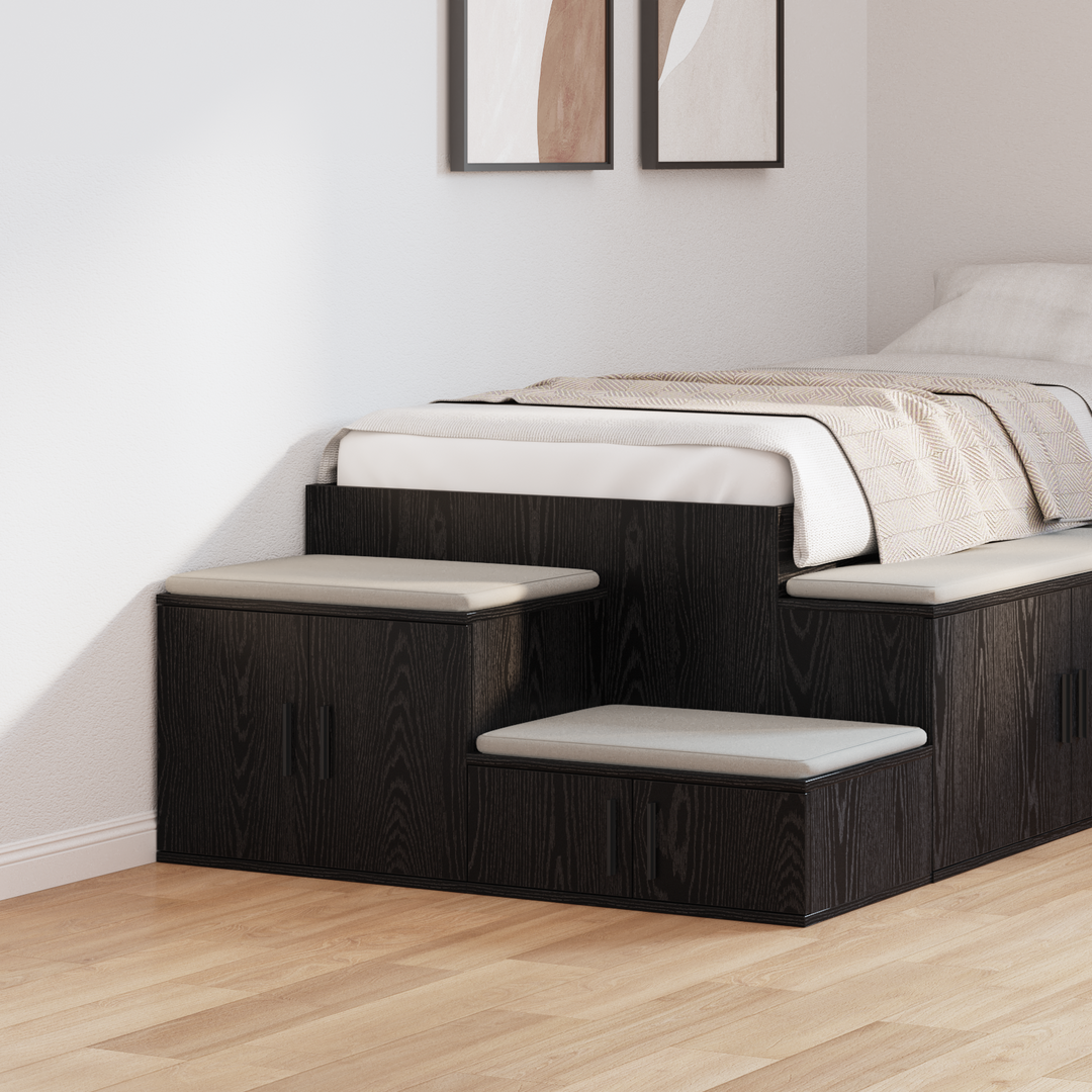 Opbevaringsskab 2 pcs Sort eg 108 x 41 x 40 cm Konstrueret træ